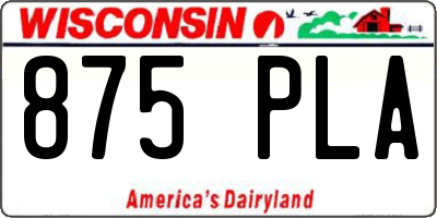 WI license plate 875PLA