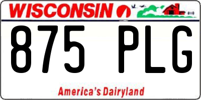 WI license plate 875PLG