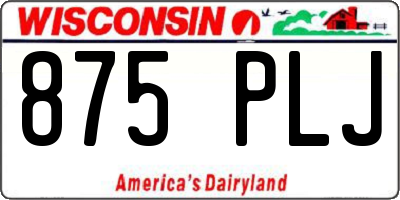 WI license plate 875PLJ