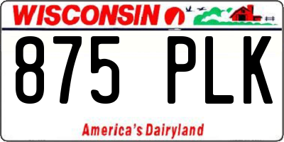 WI license plate 875PLK