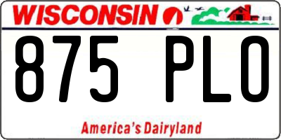 WI license plate 875PLO