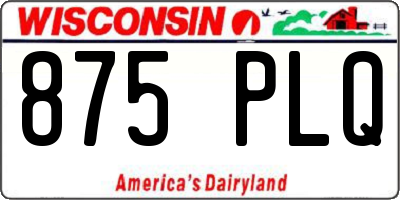 WI license plate 875PLQ