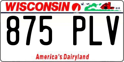 WI license plate 875PLV