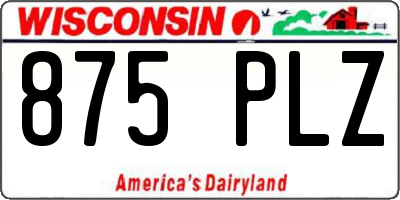 WI license plate 875PLZ