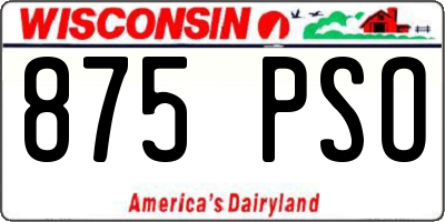 WI license plate 875PSO