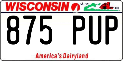 WI license plate 875PUP