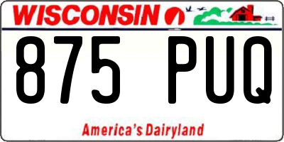 WI license plate 875PUQ
