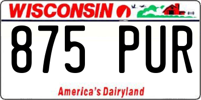 WI license plate 875PUR