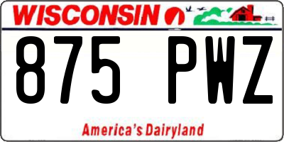 WI license plate 875PWZ