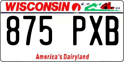 WI license plate 875PXB