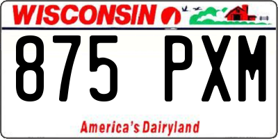 WI license plate 875PXM