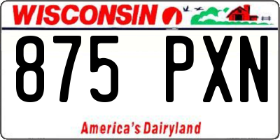 WI license plate 875PXN