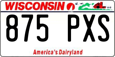 WI license plate 875PXS