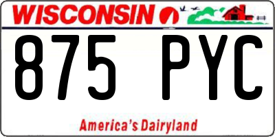 WI license plate 875PYC