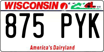 WI license plate 875PYK