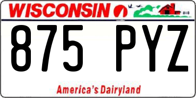 WI license plate 875PYZ