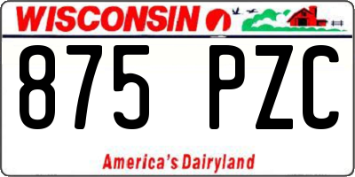 WI license plate 875PZC