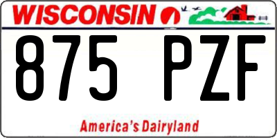 WI license plate 875PZF