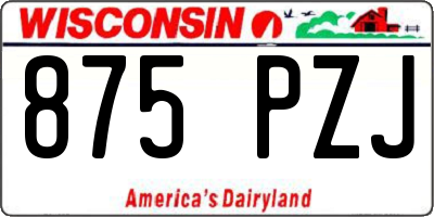 WI license plate 875PZJ