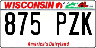 WI license plate 875PZK