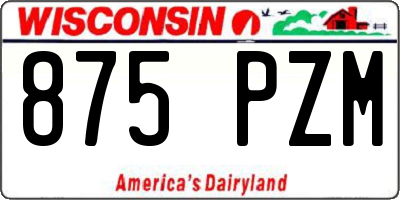 WI license plate 875PZM