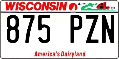 WI license plate 875PZN