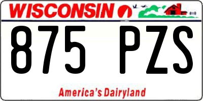 WI license plate 875PZS