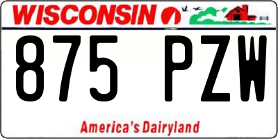 WI license plate 875PZW