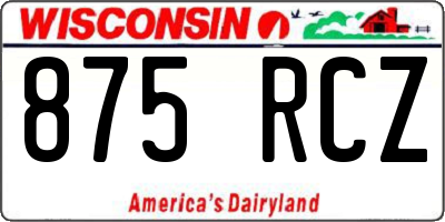 WI license plate 875RCZ