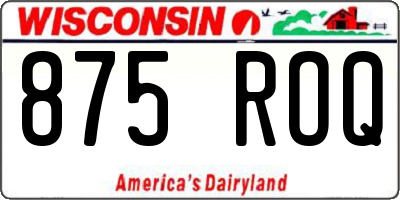 WI license plate 875ROQ