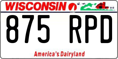 WI license plate 875RPD