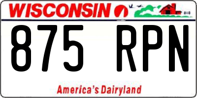 WI license plate 875RPN