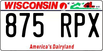 WI license plate 875RPX