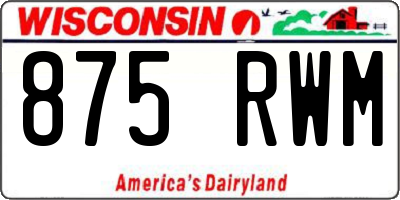 WI license plate 875RWM