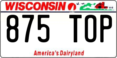 WI license plate 875TOP