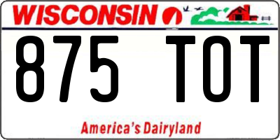 WI license plate 875TOT