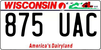 WI license plate 875UAC