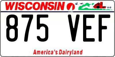 WI license plate 875VEF
