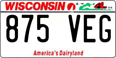 WI license plate 875VEG