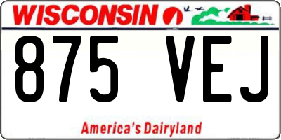 WI license plate 875VEJ