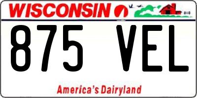WI license plate 875VEL