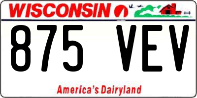 WI license plate 875VEV