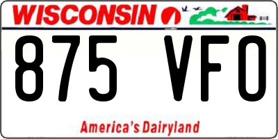 WI license plate 875VFO