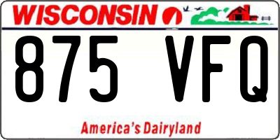 WI license plate 875VFQ