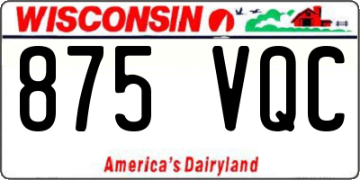WI license plate 875VQC