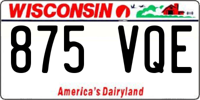 WI license plate 875VQE