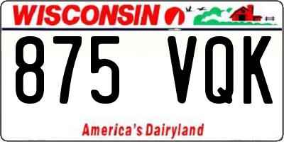 WI license plate 875VQK