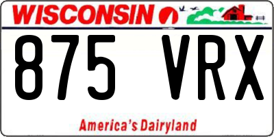 WI license plate 875VRX
