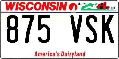 WI license plate 875VSK