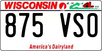 WI license plate 875VSO